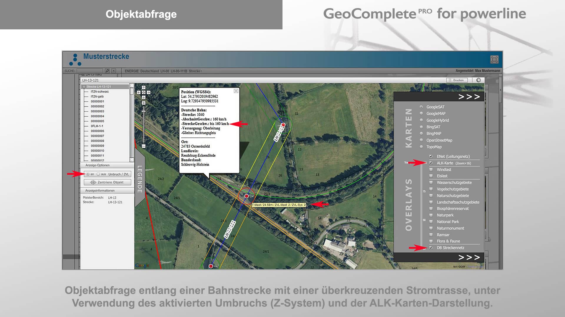 Objektabfrage | Eine Objektabfrage entlang einer Bahnstrecke