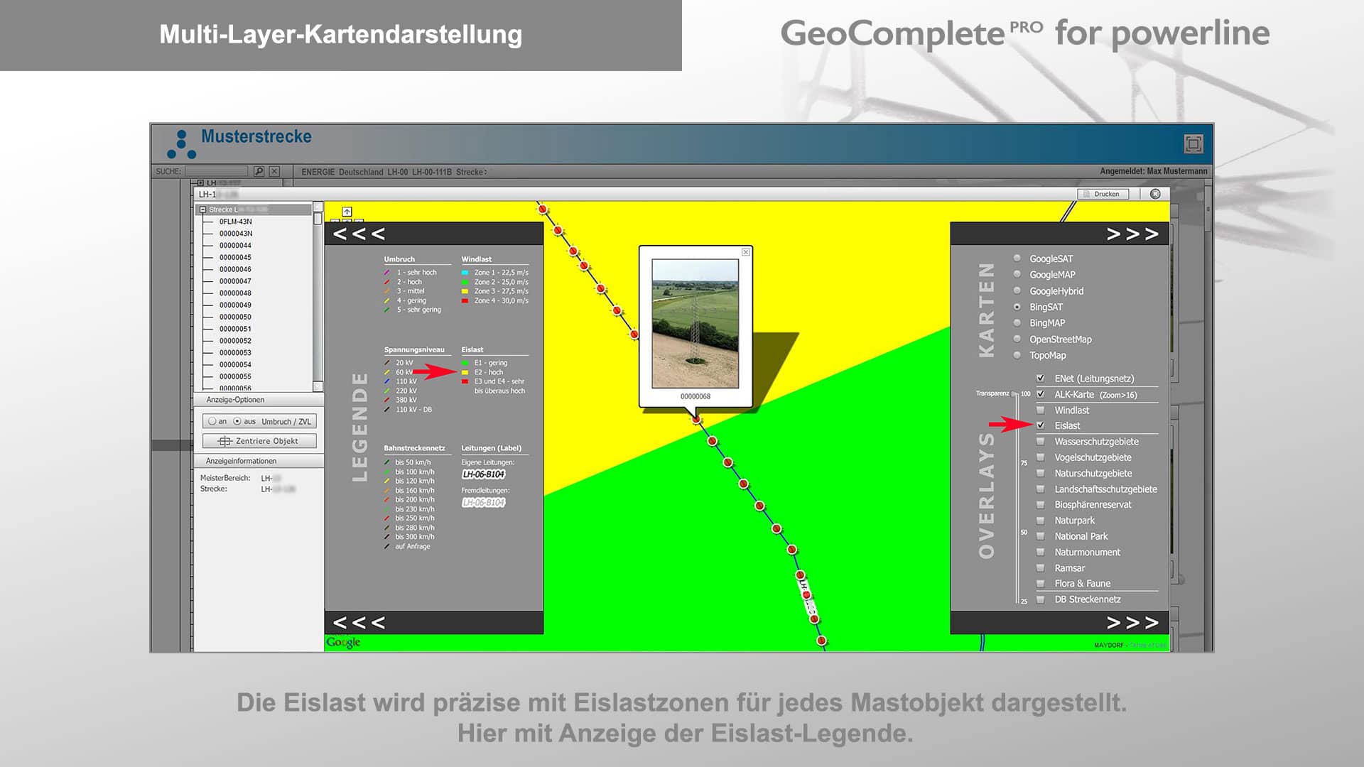 Multi-Layer-Kartendarstellung | Eislast