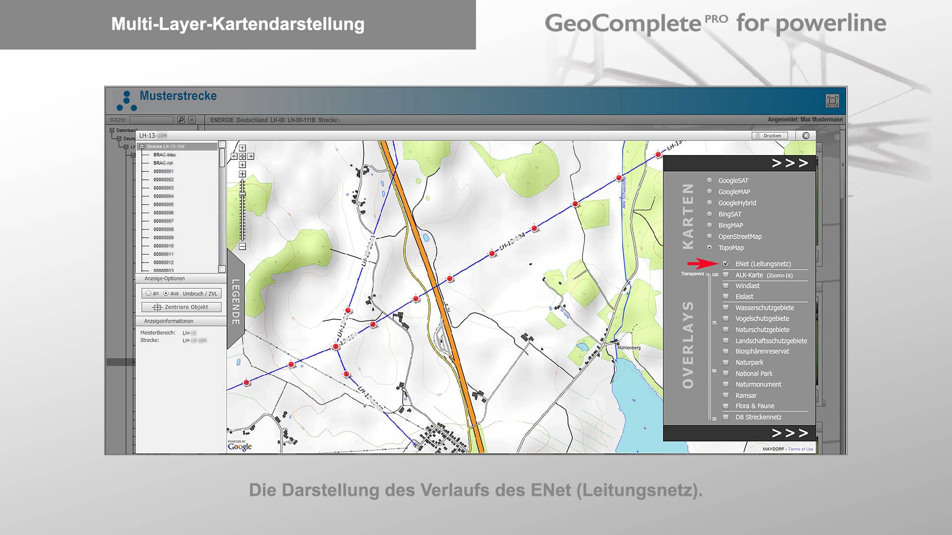 Multi-Layer-Kartendarstellung | Leitungsnetz