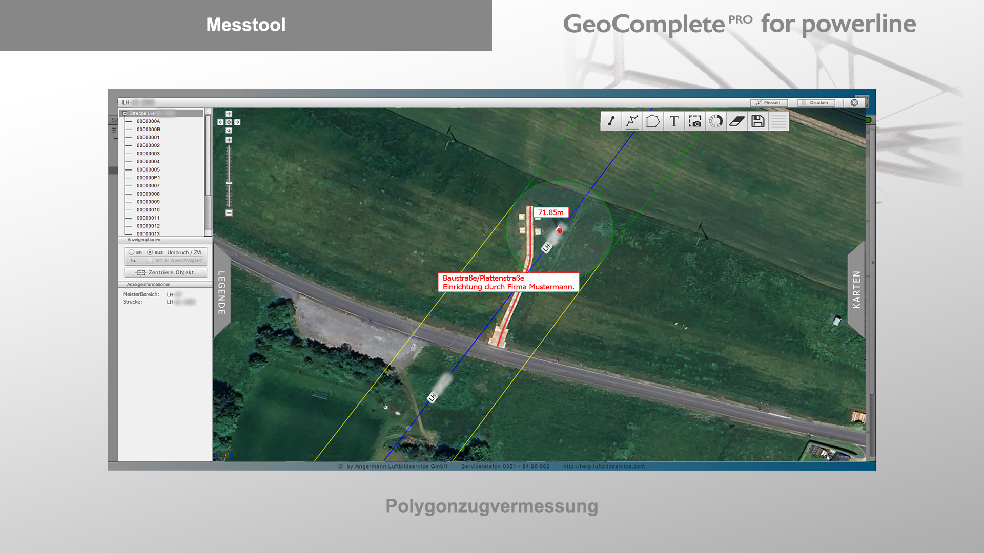 GeoComplete Messtool: Polygonzugvermessung für Trassenverläufe